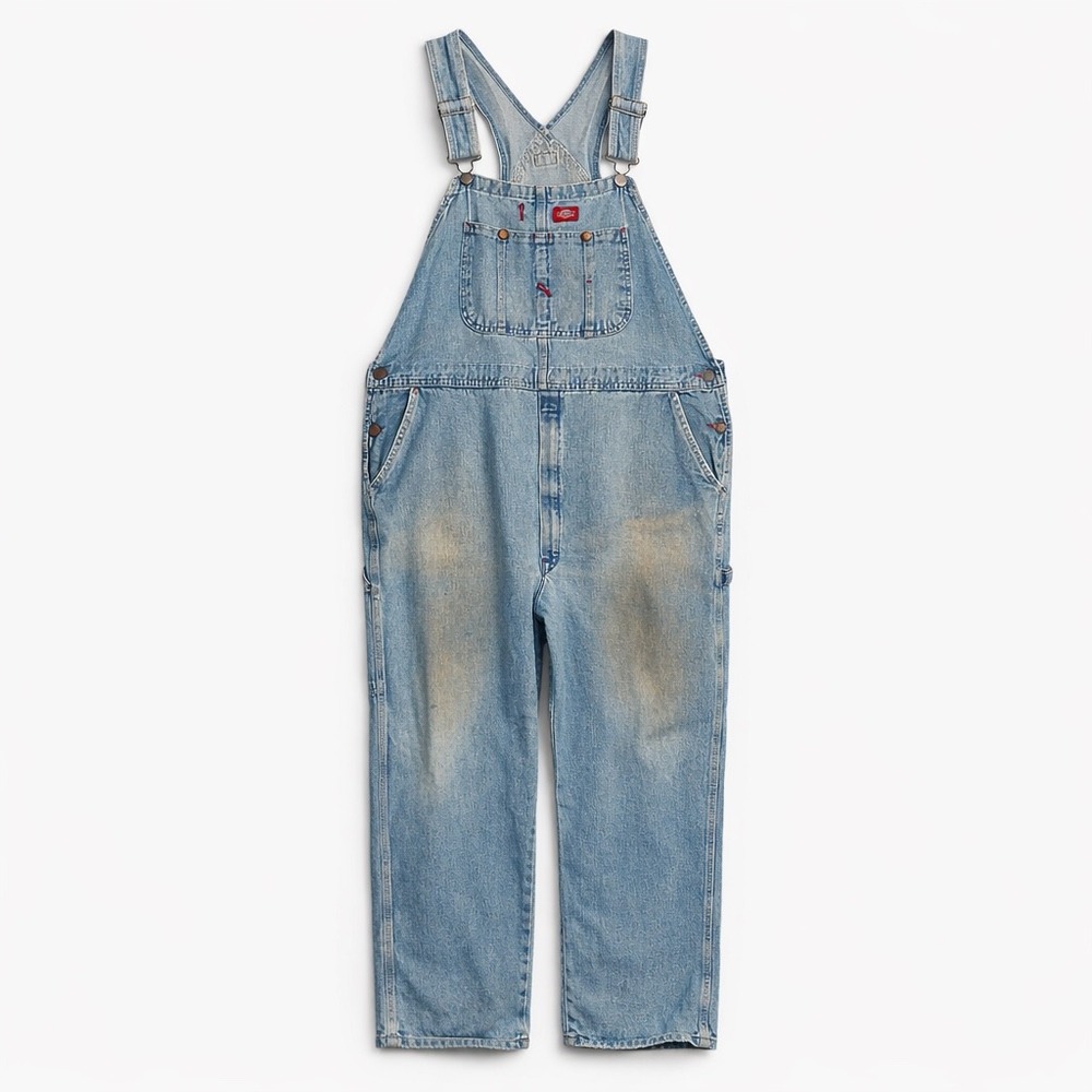 Dickies‎ Carpenter Overall Jeans 42x32 Light Wash Workwear Denim Utility Pants
